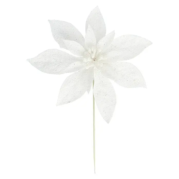Dekoblüten Glitter - Weiß, Kunststoff, Blume - Vorderansicht
