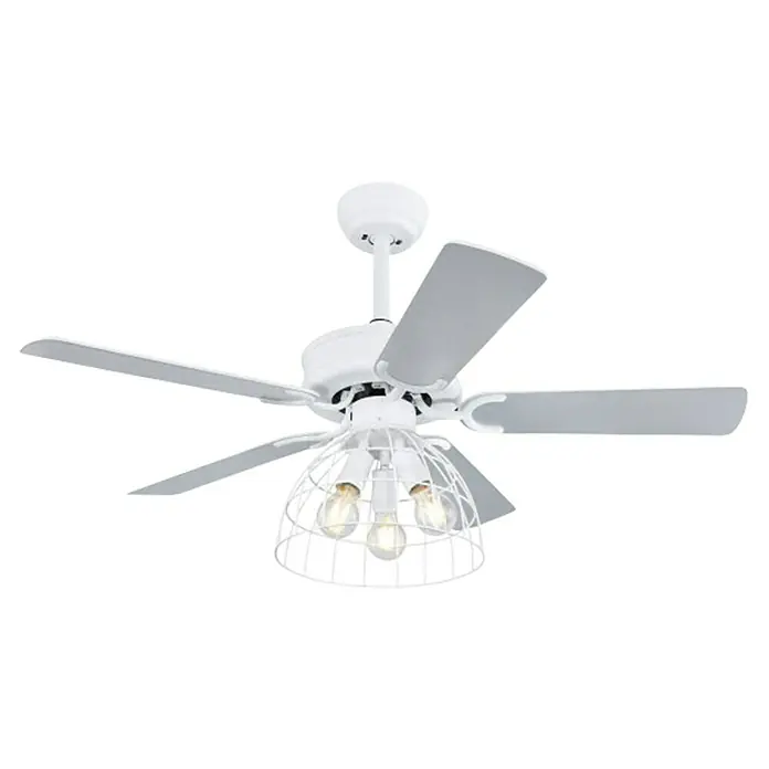 Globo Deckenventilator Sallie - Weiß matt, Grau, Ø x H: 106 x 58 cm, E27, 60 W - Diagonale Ansicht