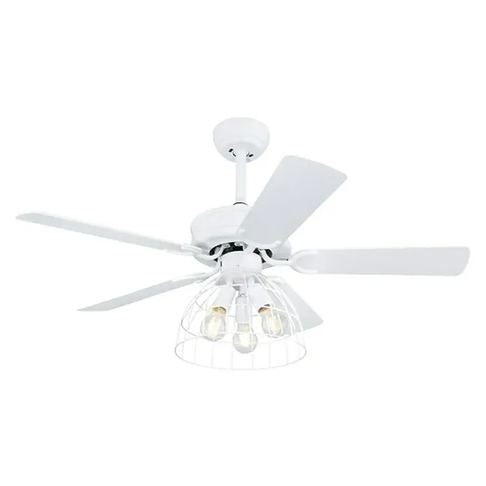 Globo Deckenventilator Sallie - Weiß matt, Grau, Ø x H: 106 x 58 cm, E27, 60 W - Ansicht von unten