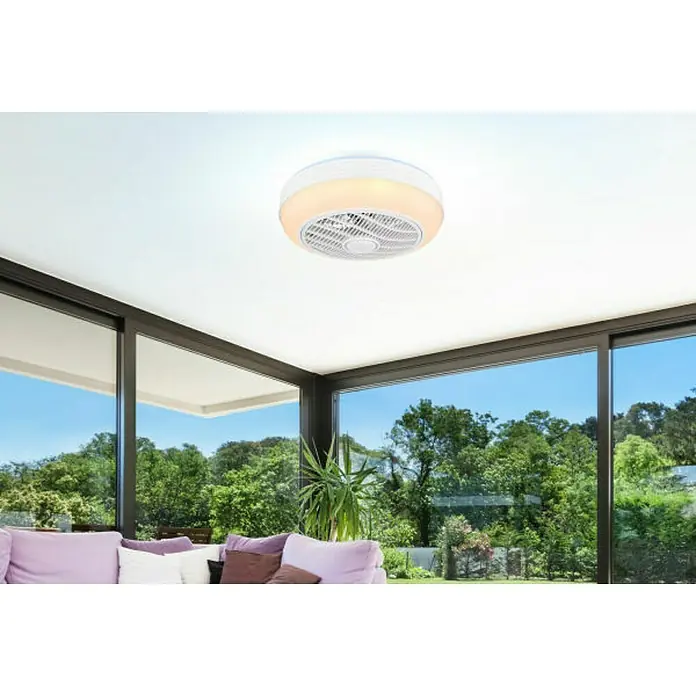 Globo Deckenventilator Romario - LED, Ø x H: 46 x 23 cm, Weiß matt, 24 W - Stimmungsaufnahme