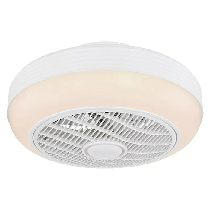 Globo Deckenventilator Romario - LED, Ø x H: 46 x 23 cm, Weiß matt, 24 W - Diagonale Ansicht