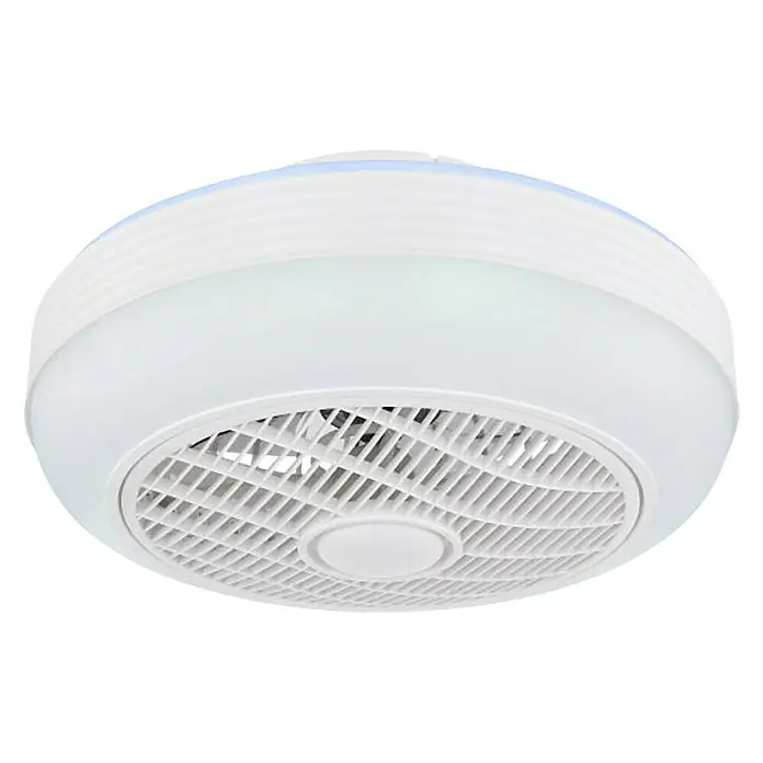 Globo Deckenventilator Romario - LED, Ø x H: 46 x 23 cm, Weiß matt, 24 W - Diagonale Ansicht