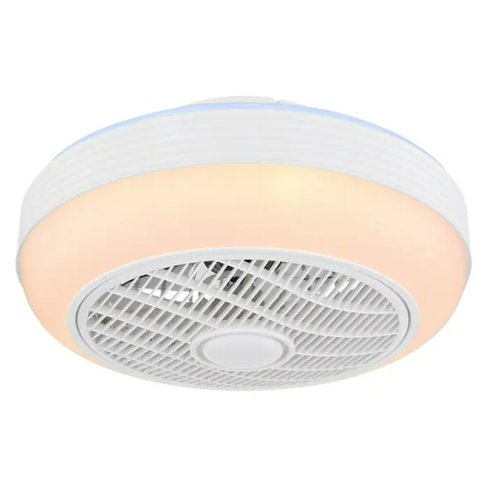 Globo Deckenventilator Romario - LED, Ø x H: 46 x 23 cm, Weiß matt, 24 W - Diagonale Ansicht