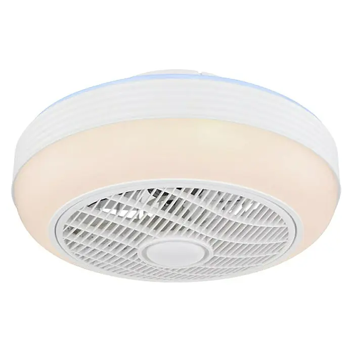 Globo Deckenventilator Romario - LED, Ø x H: 46 x 23 cm, Weiß matt, 24 W - Diagonale Ansicht