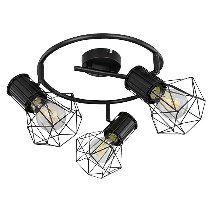 Globo Deckenstrahler Priska - 40 W, Schwarz, E27 - Diagonale Ansicht