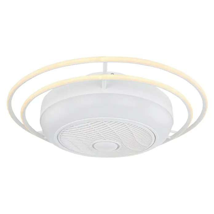 Globo Stropni ventilator Romario - LED, Ø x V: 73 x 23 cm, Bijela mat, 24 W - Dijagonalni pogled
