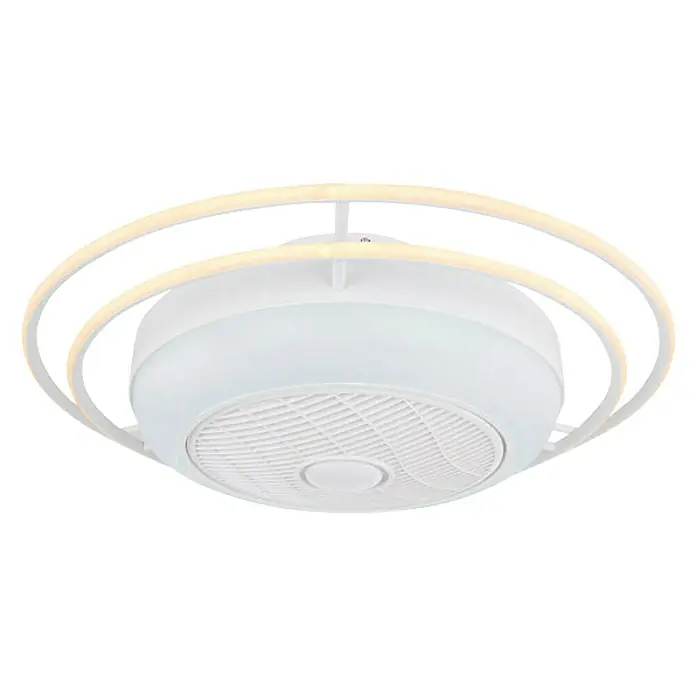 Globo Deckenventilator Romario - LED, Ø x H: 73 x 23 cm, Weiß matt, 24 W - Diagonale Ansicht