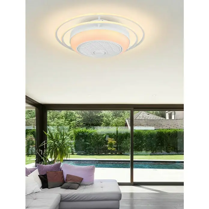 Globo Stropni ventilator Romario - LED, Ø x V: 73 x 23 cm, Bijela mat, 24 W - Živopisni prikaz