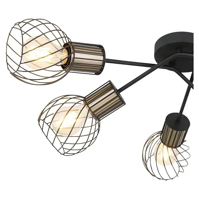 Globo Deckenleuchte Argusto - 240 W, L x B x H: 70 x 70 x 24 cm, Schwarz/Gold, E27 - Detailaufnahme