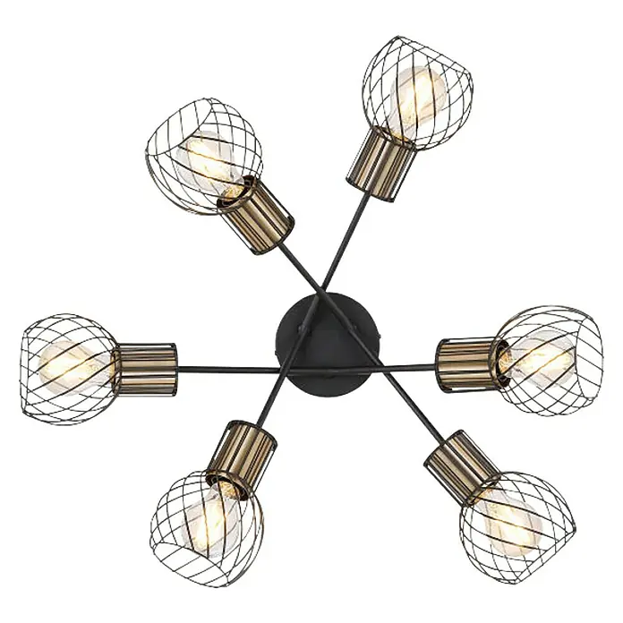 Globo Deckenleuchte Argusto - 240 W, L x B x H: 70 x 70 x 24 cm, Schwarz/Gold, E27 - Ansicht von unten