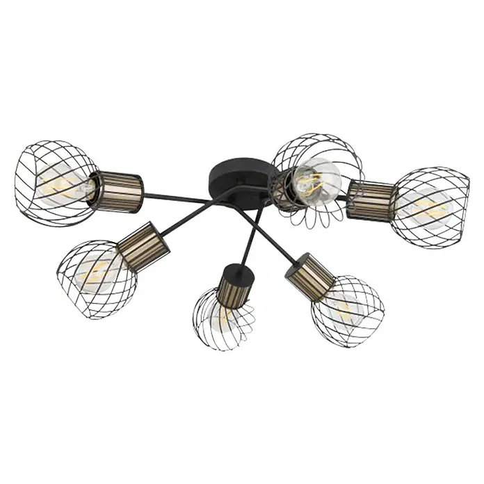 Globo Deckenleuchte Argusto - 240 W, L x B x H: 70 x 70 x 24 cm, Schwarz/Gold, E27 - Vorderansicht
