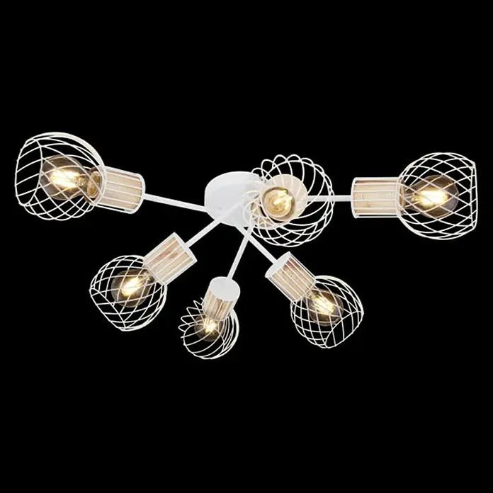 Globo Deckenleuchte Luise - 40 W, L x B x H: 70 x 70 x 24 cm, Weiß, E27 - Diagonale Ansicht