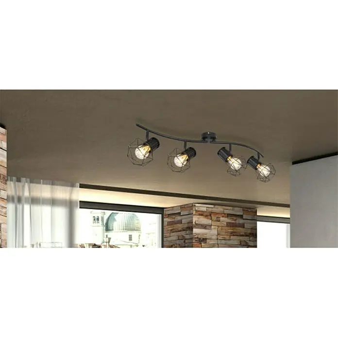 Globo Deckenstrahler Priska - 40 W, L x B x H: 80 x 22,5 x 19 cm, Schwarz, E27 - Stimmungsaufnahme