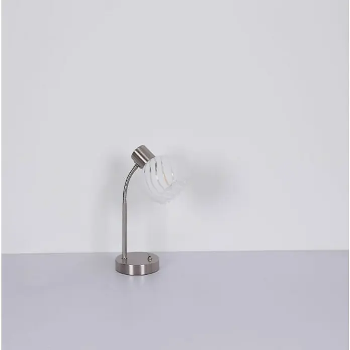 Globo Tischleuchte Willy - 40 W, L x B x H: 24 x 23 x 40 cm, Nickel Matt, Weiß, Klar, E27 - Stimmungsaufnahme