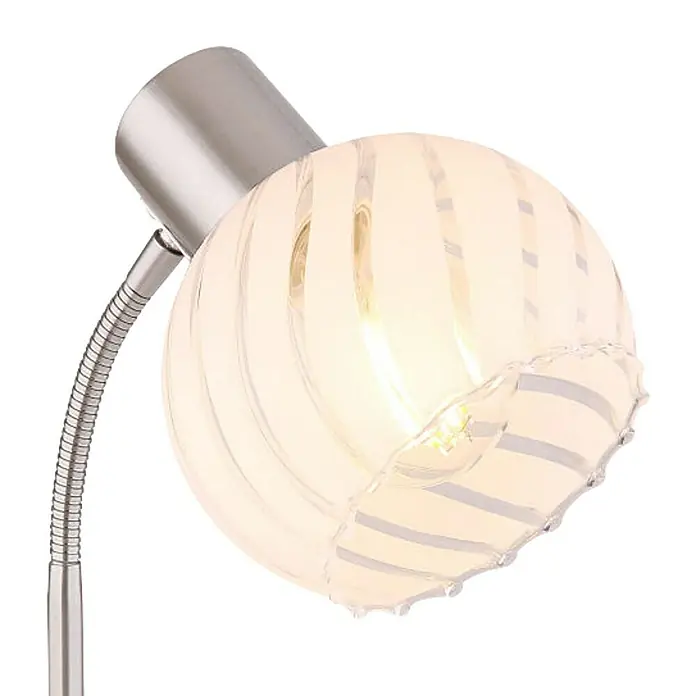 Globo Tischleuchte Willy - 40 W, L x B x H: 24 x 23 x 40 cm, Nickel Matt, Weiß, Klar, E27 - Detailaufnahme