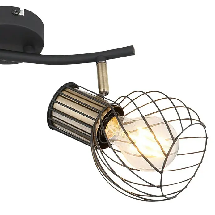 Globo Stropna svjetiljka - 80 W, D x Š x V: 29,6 x 23 x 18,5 cm, Crno-zlatno, E27 - Detaljan prikaz