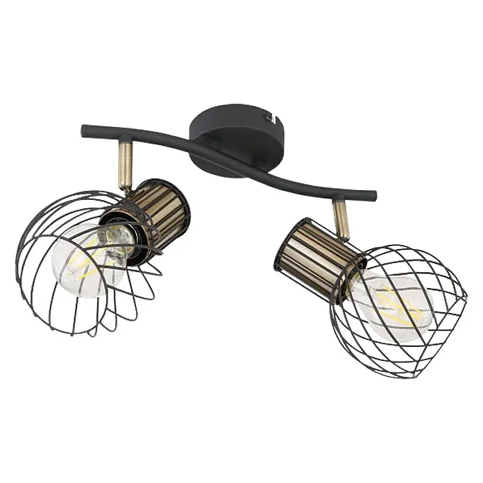 Globo Stropna svjetiljka - 80 W, D x Š x V: 29,6 x 23 x 18,5 cm, Crno-zlatno, E27 - Dijagonalni pogled