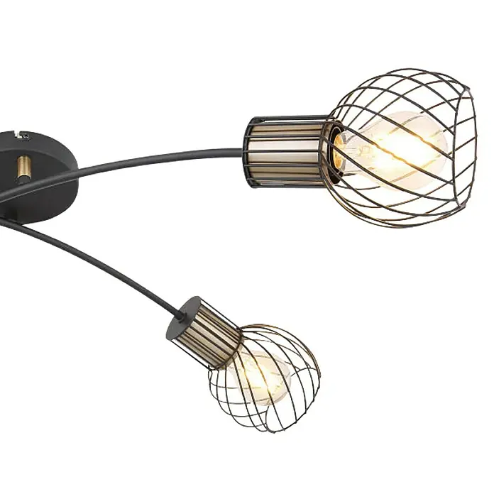 Globo Deckenleuchte Argusto - 160 W, L x B x H: 78 x 38 x 21 cm, Schwarz/Gold, E27 - Detailaufnahme
