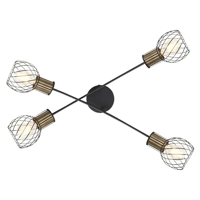 Globo Deckenleuchte Argusto - 160 W, L x B x H: 78 x 38 x 21 cm, Schwarz/Gold, E27 - Ansicht von unten