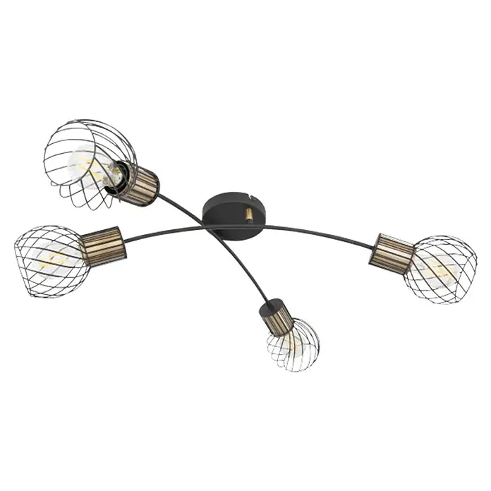 Globo Deckenleuchte Argusto - 160 W, L x B x H: 78 x 38 x 21 cm, Schwarz/Gold, E27 - Ansicht von unten