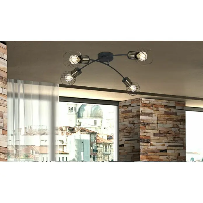 Globo Deckenleuchte Argusto - 160 W, L x B x H: 78 x 38 x 21 cm, Schwarz/Gold, E27 - Stimmungsaufnahme