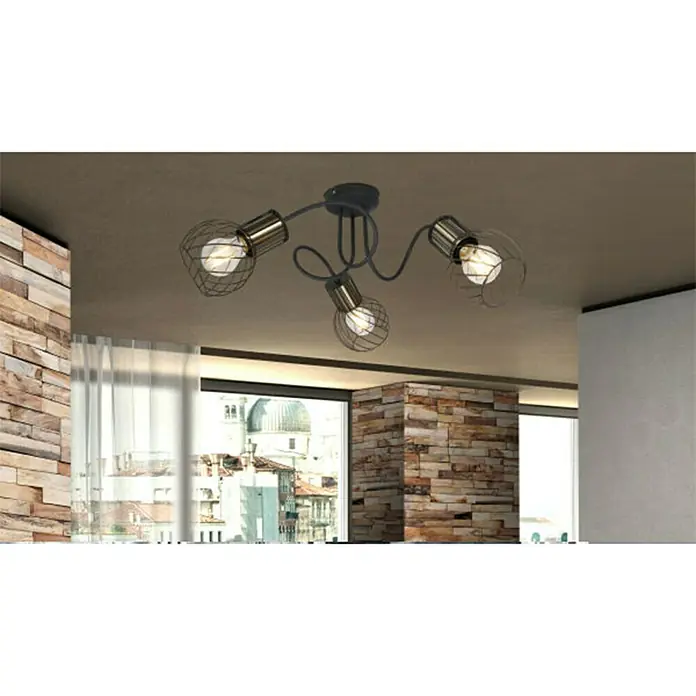 Globo Stropna svjetiljka - 120 W, D x Š x V: 60 x 60 x 24 cm, Crno-zlatno, E27 - Živopisni prikaz