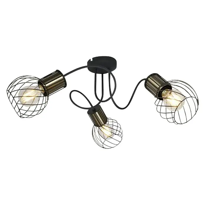 Globo Stropna svjetiljka - 120 W, D x Š x V: 60 x 60 x 24 cm, Crno-zlatno, E27 - Dijagonalni pogled