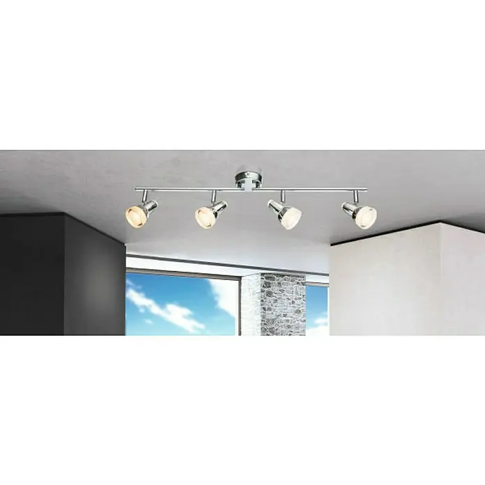 Globo LED-Deckenstrahler Alaska - 16 W, L x B x H: 68,5 x 8 x 17 cm, Chrom, Warmweiß - Stimmungsaufnahme