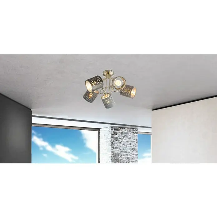 Globo Deckenleuchte rund Tarok - 125 W, Ø x H: 460 mm x 27,5 cm, Nickel matt, Grau, E14 - Stimmungsaufnahme