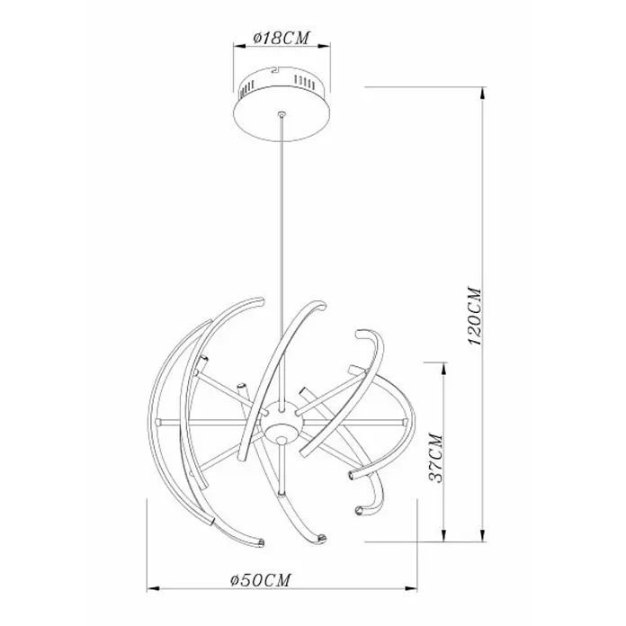 Globo LED-Pendelleuchte Wave - Höhe: 120 cm - Detailaufnahme