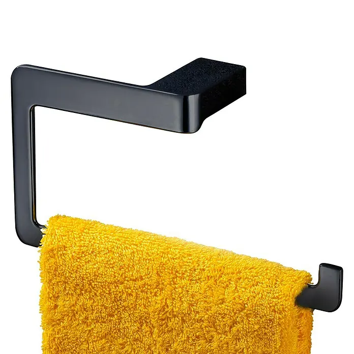 Toallero de anilla Bluss - Negro, Mate - Vista angular