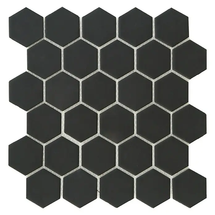 Baldosa de mosaico Hexágono - 27 x 28 cm, Negro - Vista frontal
