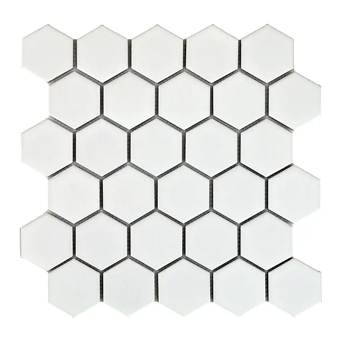 Baldosa de mosaico Hexágono - 27 x 28 cm, Blanco - Vista superior