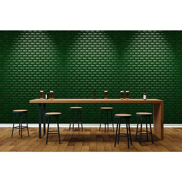 Baldosa de mosaico Mini-Metro - 30 x 30 cm, Verde - Foto ambiente