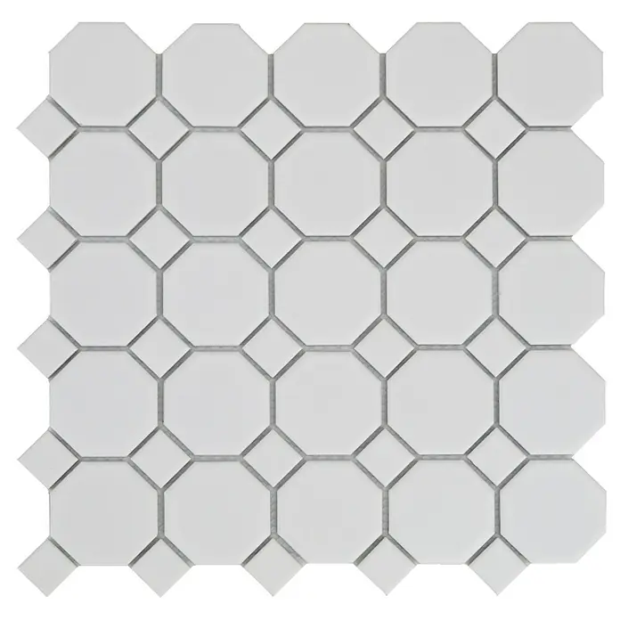 Baldosa de mosaico Octógono - 30 x 30 cm, Blanco - Vista superior