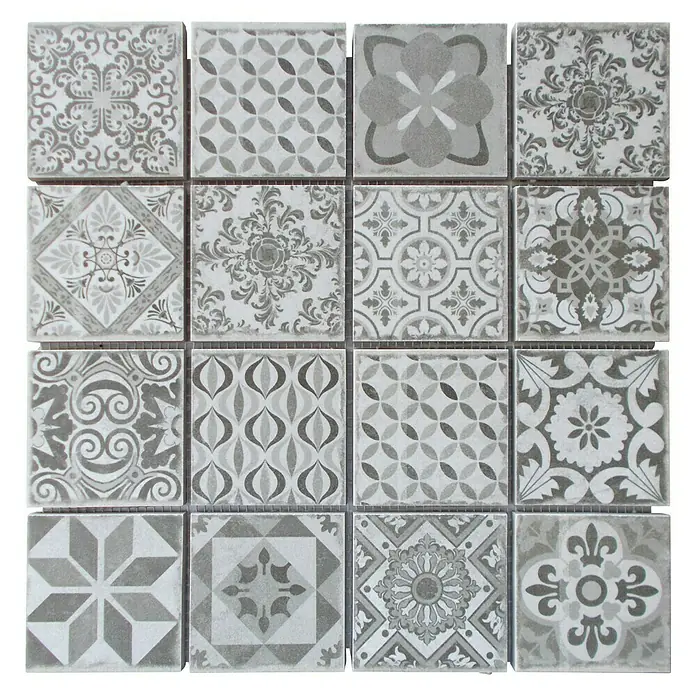 Baldosa de mosaico Antic - 29 x 29 cm, Gris - Vista frontal
