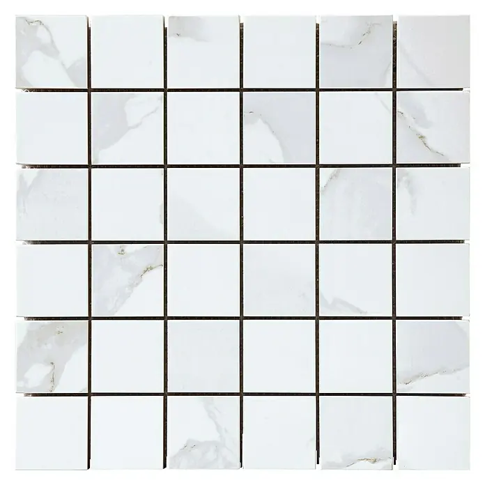 Baldosa de mosaico Calacatta - 30 x 30 cm, Blanco - Vista frontal