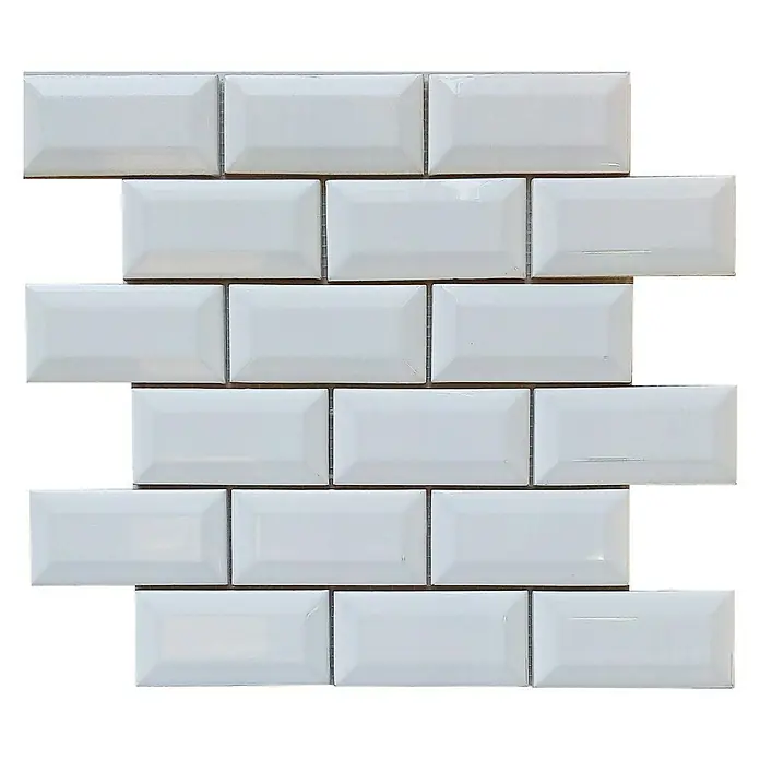 Baldosa de mosaico Mini-Metro Brillo - 30 x 30 cm, Blanco - Vista frontal