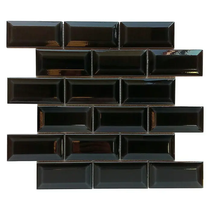 Baldosa de mosaico Mini-Metro - 30 x 30 cm, Negro - Vista frontal