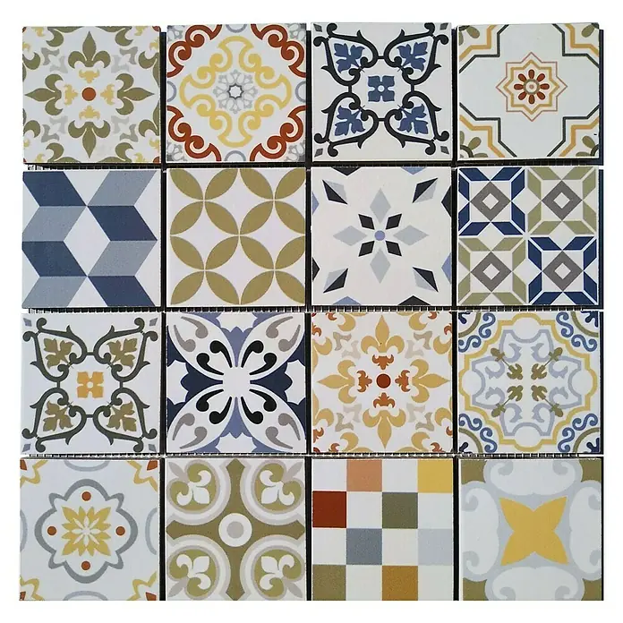 Baldosa de mosaico Arles - 29 x 29 cm, Multicolor - Vista frontal