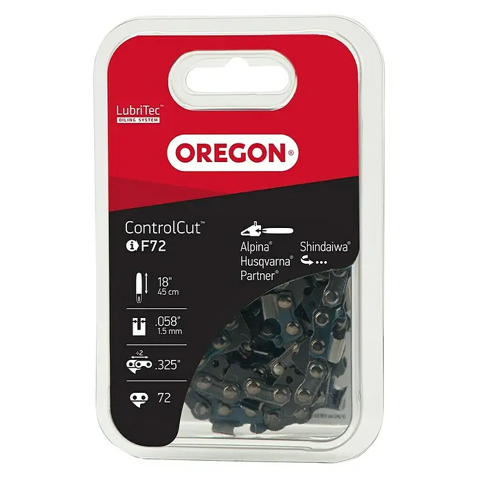 Oregon Cadena para motosierra - Longitud de corte: 45 cm, Eslabones motrices: 72 ud., Anchura de ranura: 1,5 mm - Vista frontal