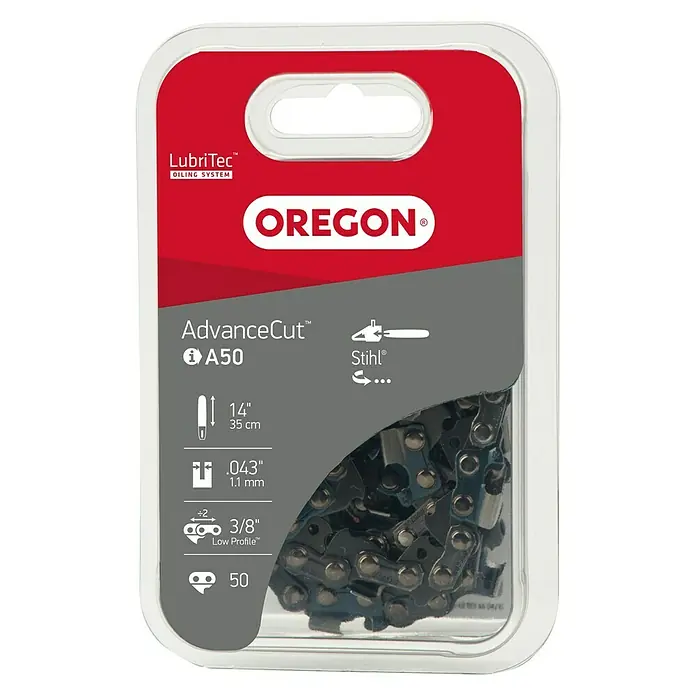 Oregon Lanac za motorne pile Micro-Lite - Duljina reza: 35 cm, Broj karike lanca: 50 Kom., Širina utora: 1,1 mm - Pogled sprijeda