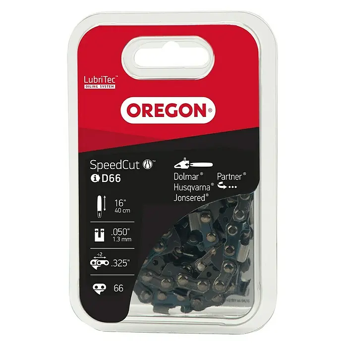 Oregon Lanac za motorne pile - Duljina reza: 40 cm, Broj karike lanca: 66 Kom., Širina utora: 1,3 mm - Pogled sprijeda