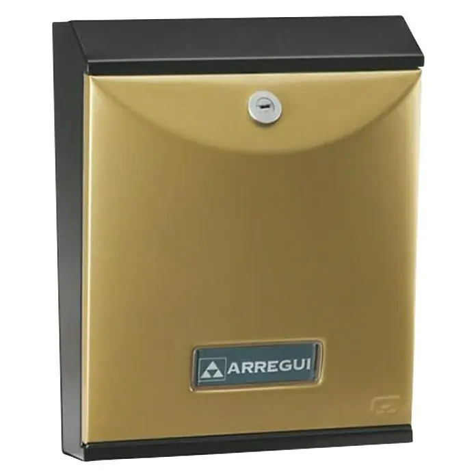 Arregui Buzón de correo V1050 - Acero, L x An x Al: 24,2 x 8 x 30,2 cm, Ocre - Vista de perfil izquierdo