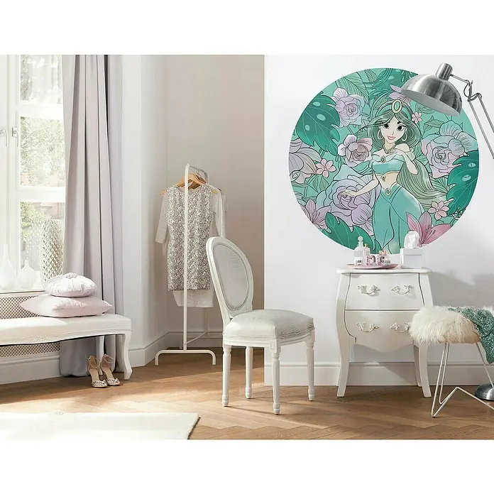 Komar Dots Fototapete rund Jasmin Elegant Mint - 125 cm, Selbstklebend - Stimmungsaufnahme