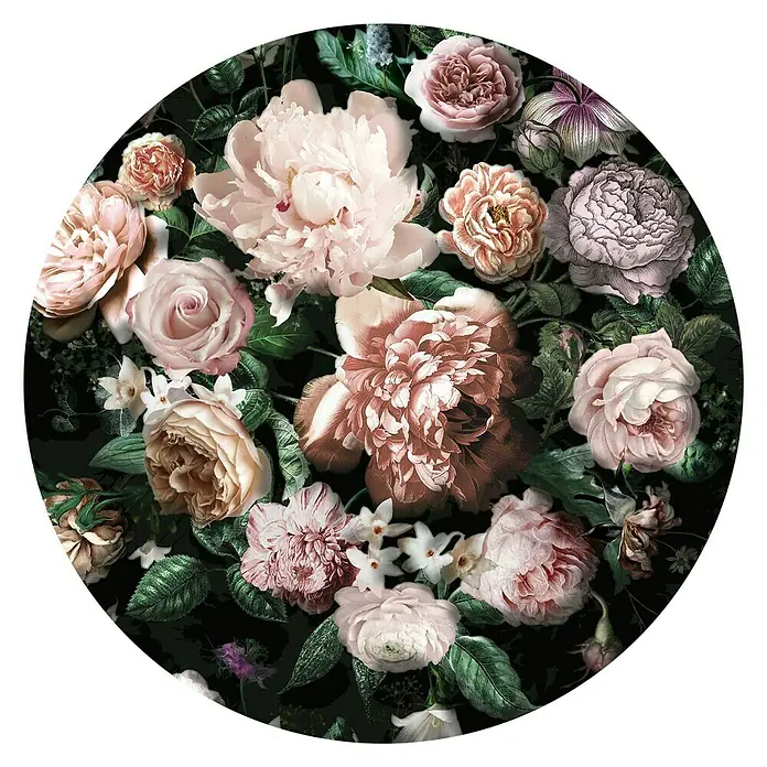 Komar Dots Fototapete rund Flower Couture - 125 cm, Selbstklebend - Draufsicht