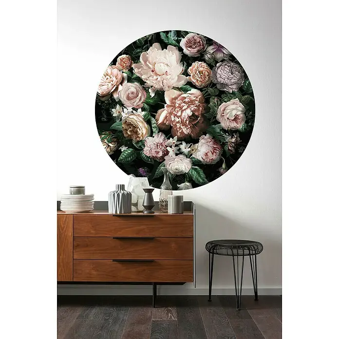 Komar Dots Fototapete rund Flower Couture - 125 cm, Selbstklebend - Stimmungsaufnahme