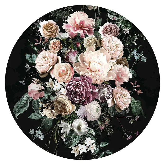 Komar Dots Fototapete rund Enchanted Flowers - 125 cm, Selbstklebend - Draufsicht