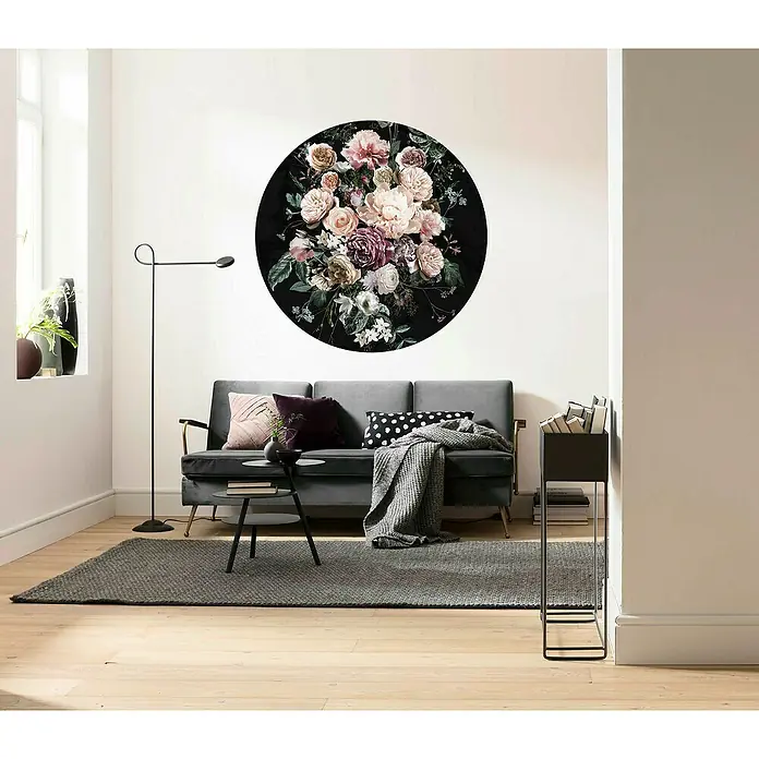 Komar Dots Fototapete rund Enchanted Flowers - 125 cm, Selbstklebend - Stimmungsaufnahme