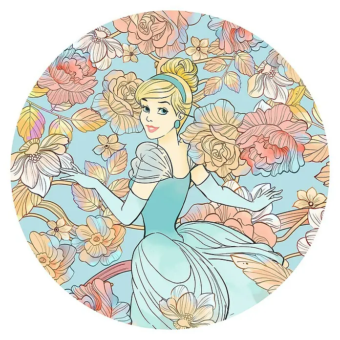 Komar Dots Fototapete rund Cinderella Pastel Dreams - 125 cm, Selbstklebend - Draufsicht